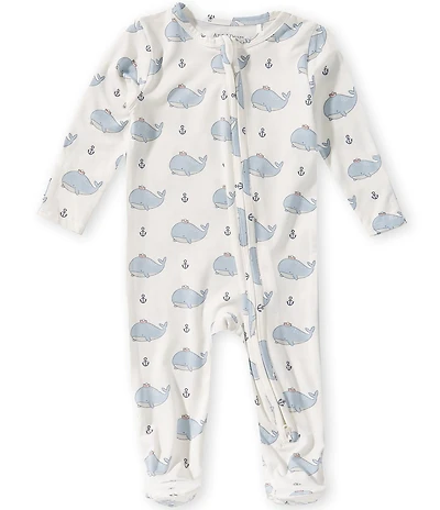 Angel Dear Baby Boys Bubbly Sailor Whales 2-Way Zipper Footie