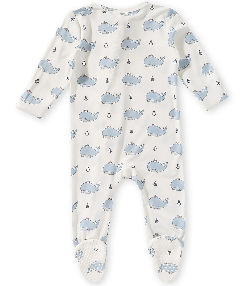 Angel Dear Baby Boys Bubbly Sailor Whales 2-Way Zipper Footie