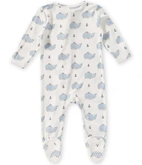 Angel Dear Baby Boys Bubbly Sailor Whales 2-Way Zipper Footie