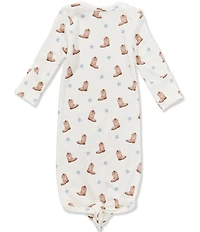 Angel Dear Baby Boys Cowboy Boots Print Knotted Gown