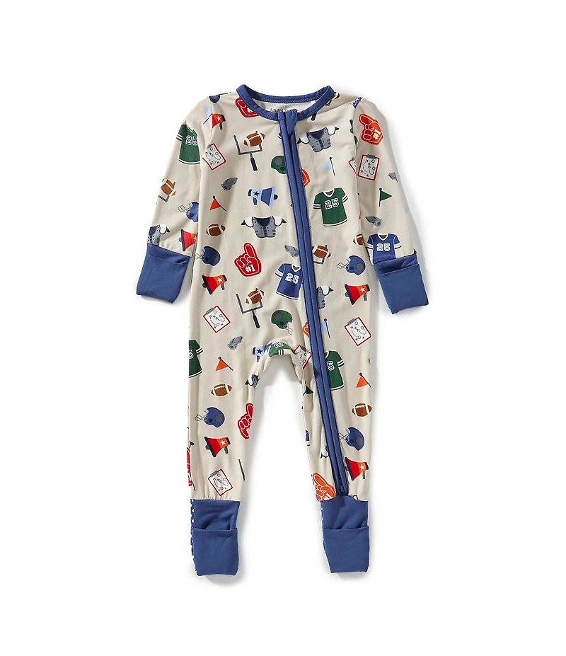Angel Dear Baby Boys Long Sleeve Game Day 2-Way Zipper Footie