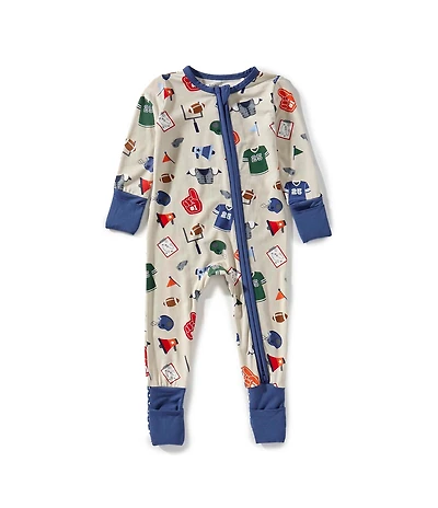 Angel Dear Baby Boys Long Sleeve Game Day 2-Way Zipper Footie