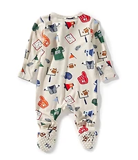 Angel Dear Baby Boys Long Sleeve Game Day 2-Way Zipper Footed Footie
