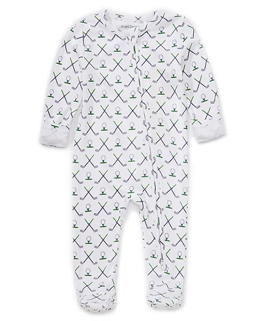 Angel Dear Baby Boys Long Sleeve Golf Print Zipper Footie Coverall