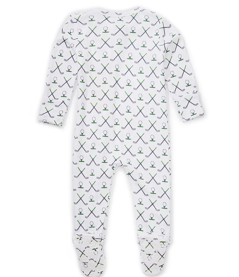 Angel Dear Baby Boys Long Sleeve Golf Print Zipper Footie Coverall