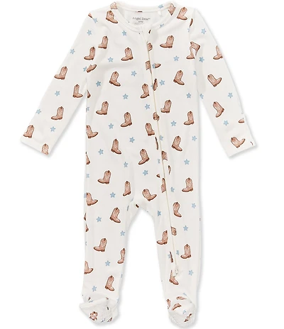 Angel Dear Baby Boys Long Sleeve Mini Cowboy Boots 2-Way Zipper Footie