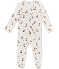 Angel Dear Baby Boys Long Sleeve Mini Cowboy Boots 2-Way Zipper Footie