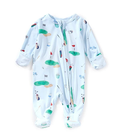 Angel Dear Baby Boys Long Sleeve Golf Printed Zipper Footie Coverall