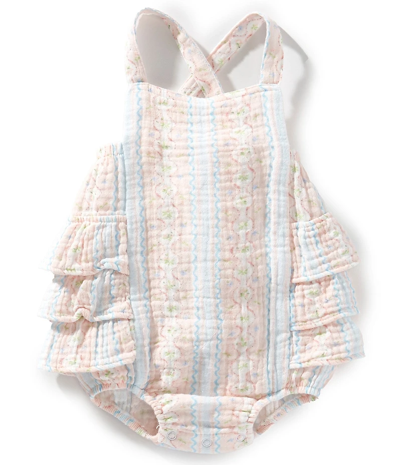 Angel Dear Baby Girls Ogee Floral Sunsuit Romper