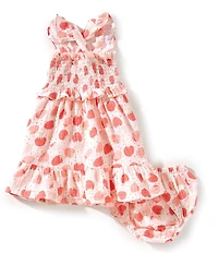 Angel Dear Baby Girls Strawberry Bliss Smocked Ruffle Dress
