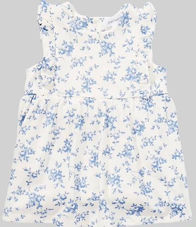 Angel Dear Baby Girls Baby Blue Vines Floral Sleeveless Ruffle Dress