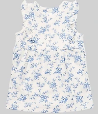 Angel Dear Baby Girls Baby Blue Vines Floral Sleeveless Ruffle Dress