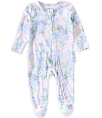 Angel Dear Baby Girls Long Sleeve Hydrangeas Print Ruffle Footed Coverall