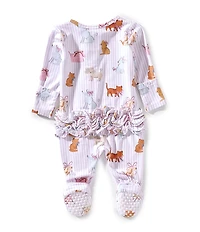 Angel Dear Baby Girls Bamboo Long Sleeve Fancy Pet Print 2-Way Zipper Footie