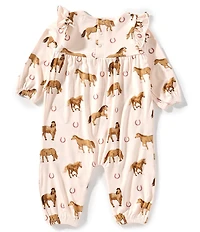 Angel Dear Baby Girls Bamboo Long Sleeve Horses Coverall