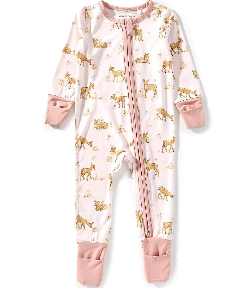 Angel Dear Baby Girls Bamboo Long Sleeve Little Fawn 2-Way Zipper Convertible Coverall