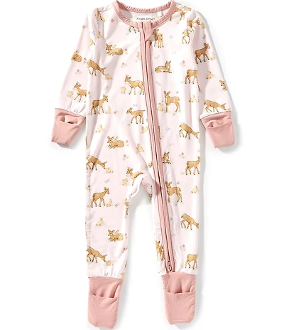 Angel Dear Baby Girls Bamboo Long Sleeve Little Fawn 2-Way Zipper Convertible Coverall