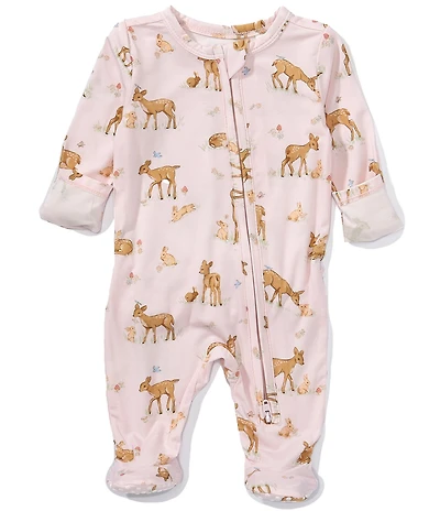 Angel Dear Baby Girls Bamboo Long Sleeve Little Fawn 2-Way Zipper Footie