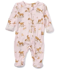 Angel Dear Baby Girls Bamboo Long Sleeve Little Fawn 2-Way Zipper Footie