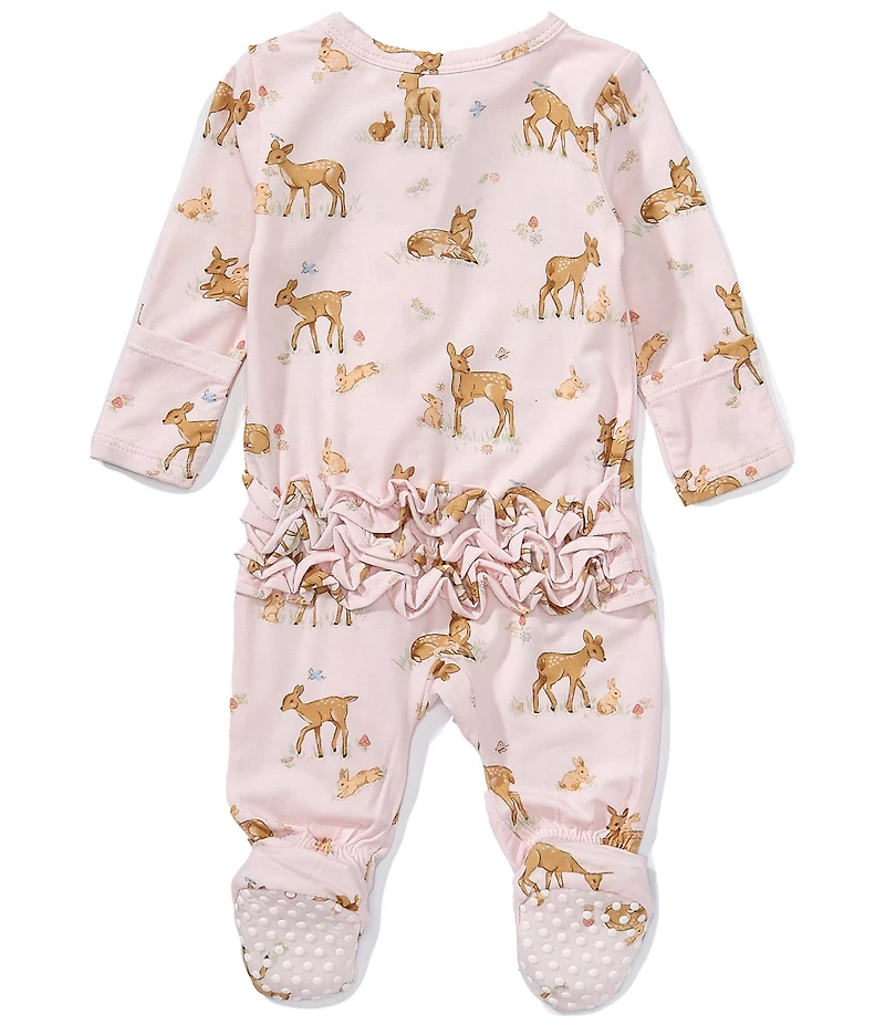 Angel Dear Baby Girls Bamboo Long Sleeve Little Fawn 2-Way Zipper Footie