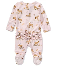 Angel Dear Baby Girls Bamboo Long Sleeve Little Fawn 2-Way Zipper Footie