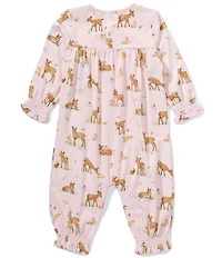 Angel Dear Baby Girls Bamboo Long Sleeve Little Fawn Smocked Coverall