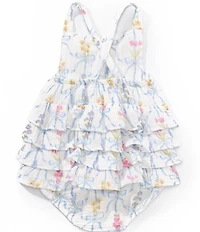 Angel Dear Baby Girls Bamboo Ribbon Bouquet Ruffle Sunsuit