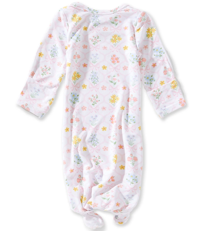 Angel Dear Baby Girls Bamboo Spring Blooms Bow Trellis Knot Gown