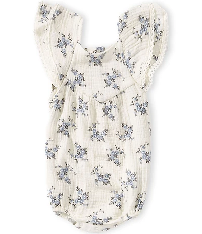 Angel Dear Baby Girls Belle Floral Rosette Short Ruffle Sleeve Bubble