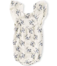 Angel Dear Baby Girls Belle Floral Rosette Short Ruffle Sleeve Bubble