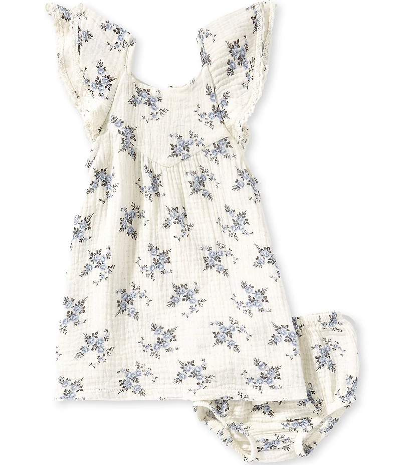 Angel Dear Baby Girls Belle Floral Rosette Sleeveless Ruffle Empire Waist Dress