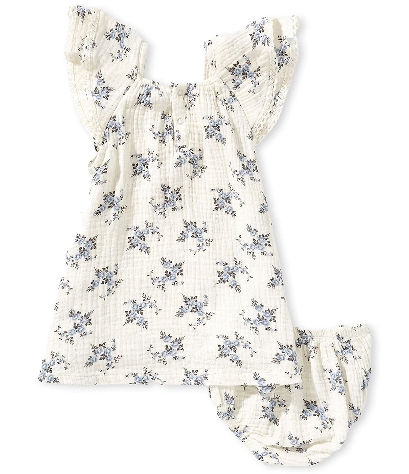 Angel Dear Baby Girls Belle Floral Rosette Sleeveless Ruffle Empire Waist Dress