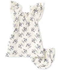 Angel Dear Baby Girls Belle Floral Rosette Sleeveless Ruffle Empire Waist Dress