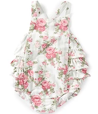 Angel Dear Baby Girls Cabbage Rose Stripe Sunsuit Romper