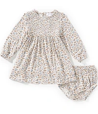 Angel Dear Baby Girls Caitlyn Long Sleeve Floral Smocked Dress & Matching Bloomers
