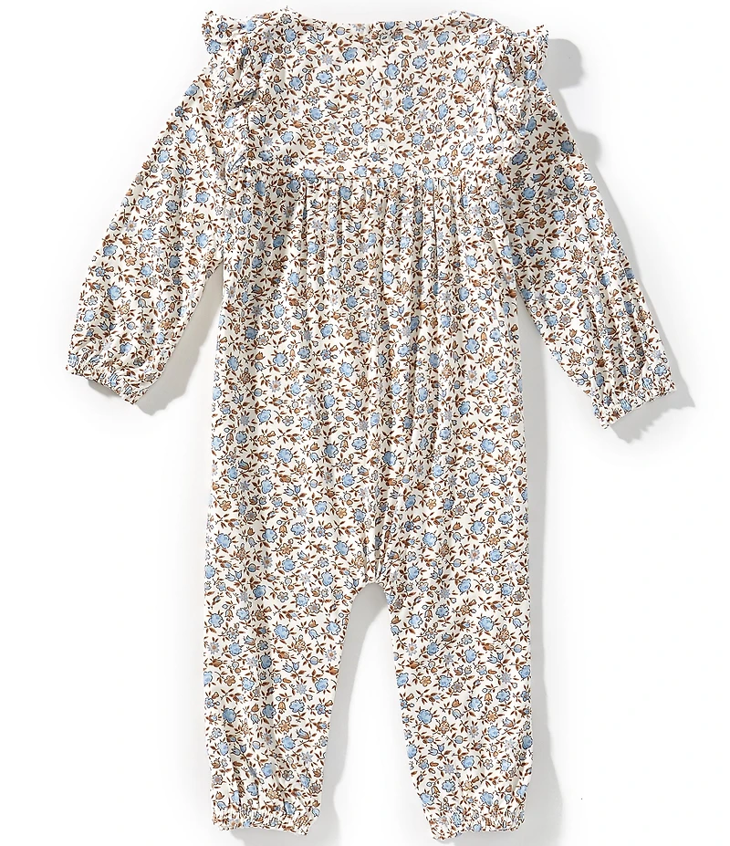 Angel Dear Baby Girls Hazel Floral Ruffle Sleeve Snap Romper