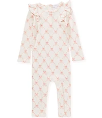 Angel Dear Baby Girls Long-Sleeve Bow/Trellis-Printed Coverall