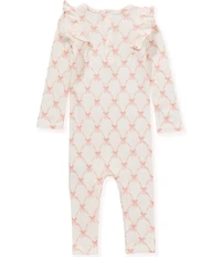 Angel Dear Baby Girls Long-Sleeve Bow/Trellis-Printed Coverall