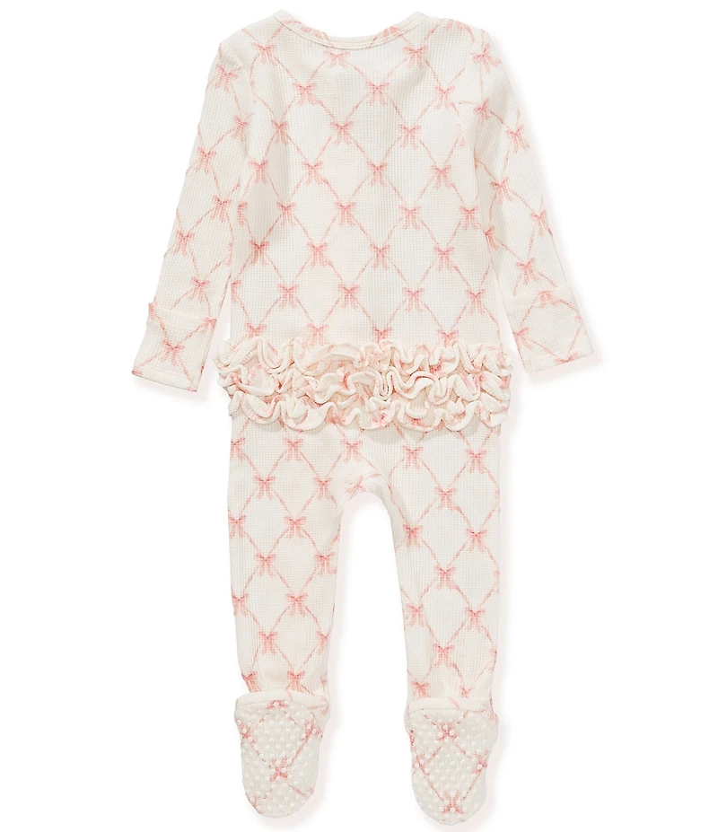 Angel Dear Baby Girls Long-Sleeve Bow/Trellis-Printed Footie Coverall