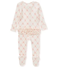 Angel Dear Baby Girls Long-Sleeve Bow/Trellis-Printed Footie Coverall