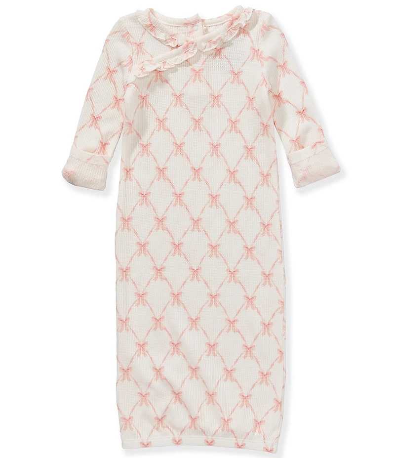 Angel Dear Baby Girls Long-Sleeve Bow/Trellis-Printed Kimono Gown
