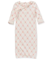 Angel Dear Baby Girls Long-Sleeve Bow/Trellis-Printed Kimono Gown