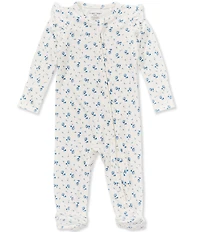 Angel Dear Baby Girls Long Sleeve Joli Rosette Print Ruffle Footed Coverall