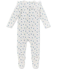 Angel Dear Baby Girls Long Sleeve Joli Rosette Print Ruffle Footed Coverall