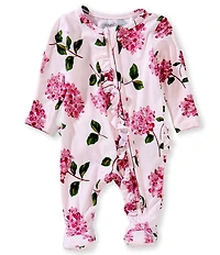 Angel Dear Baby Girls Hydrangeas Print Ruffle 2-Way Zipper Footie