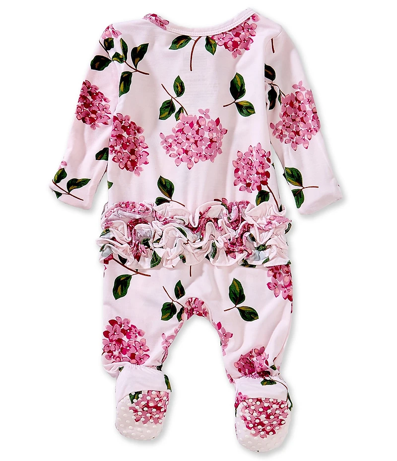 Angel Dear Baby Girls Hydrangeas Print Ruffle 2-Way Zipper Footie