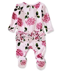 Angel Dear Baby Girls Hydrangeas Print Ruffle 2-Way Zipper Footie
