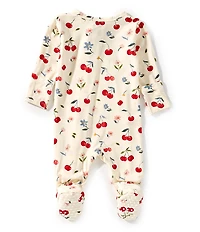 Angel Dear Baby Girls Long Sleeve Watercolor Cherries Printed Zipper Footie Coverall