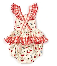Angel Dear Baby Girls Watercolor Cherries Sunsuit Romper