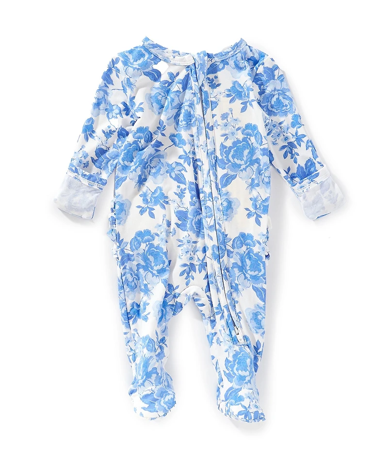 Angel Dear Baby Girls Blue Roses Footie Coverall